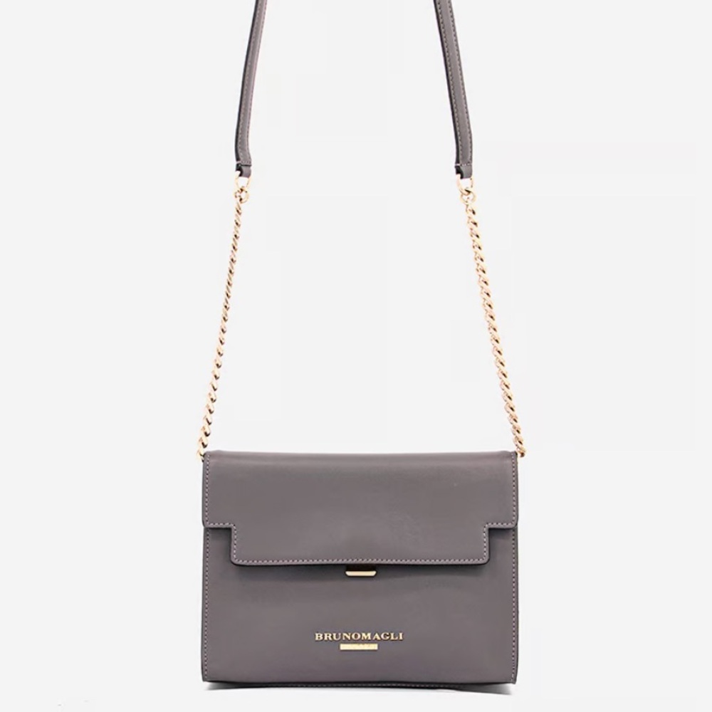 Bruno Magli Gray Gold Crossbody Bag with Elegant Design